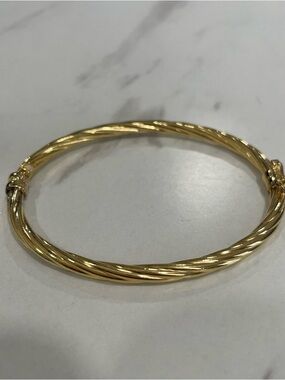 925 Gold-Tone Twisted Hoop Bracelet - Women Jewelry